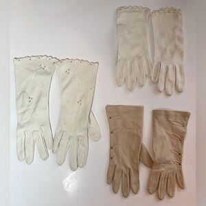 Women's Ladies Gloves Prom Opera Church Unknown Size Estimate Small Vtg Lot of 3